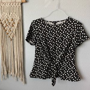 Talbots petite black and white blouse